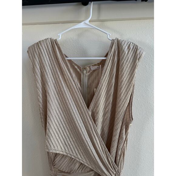 Ramy Brook NWT Alma Gold Metallic Ruched Bodycon Mini Dress Sleeveless sz L/XS - Picture 6 of 16